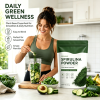 Complément nutritionnel à base de protéines végétales d'algues vertes, acides aminés, mélange pour smoothie, poudre de spiruline