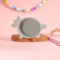 Petite assiette en silicone pour chat et chien, légère et simple, forme arrondie, bol à eau pour chat et dinosaure avec boîte d'emballage