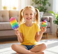 Coffret de jouets anti-stress populaires en forme de sucettes glacées - Jouet à rebond lent et coloré en forme de bâtonnets glacés et de crèmes glacées