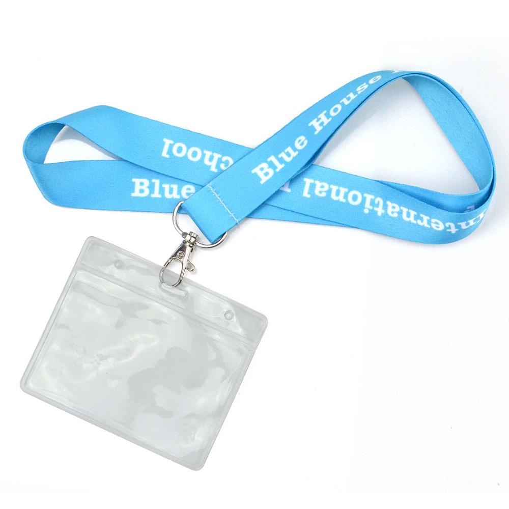 Custom Soft Plastic ID Working Name Badge PVC Card Holder with Neck Strap Polyester Lanyard