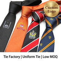 Corbata Personalizada OEM Ecológica de Poliéster con Rayas Negras y Azul Marino, Logotipo Bordado, Corbatas para Uniformes Escolares, Etiqueta Personalizada