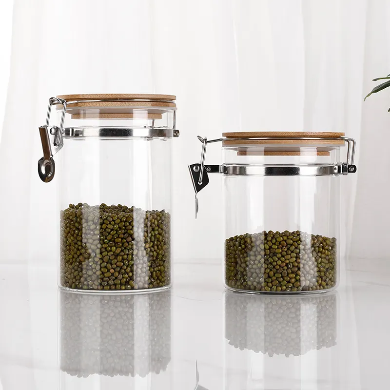 Hot Selling Clasp Sealed Jar Tea Pot Cereal Wine Bottle Pickle Food Storage Glass Container With Clip Lid