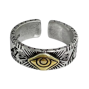 Anillo de cobre bañado en plata con diseño de Ojo de Horus egipcio, estilo bohemio Takahashi Goros de Alta Montaña, NO es de NORTH WORKS, para fiesta - Product Image 1