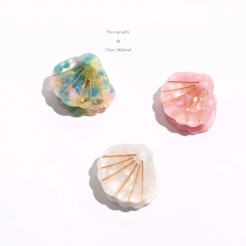 high quality acetate sea shell claw hair clip candy color tiny girls hair claw for kids fashion mini hair jaw claw clips custom