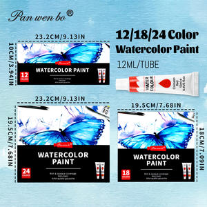 Panwenbo 12ml/0,4 oz 24 Juego de colores vibrantes Tubo de aluminio Juego de pintura de <span class=keywords><strong>acuarela</strong></span> profesional para pintores, estudiantes, principiantes - Product Image 6