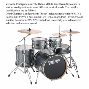 Ensemble de batterie de jazz professionnel MD-12 Ouluo pour adultes et enfants Performance de cinq tambours avec vernis de cuisson basse Kit de batterie de jazz - Product Image 5