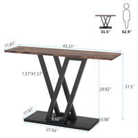 2024 Meuble de console d'entrée en bois de haute qualité, design géométrique, avec base dorée, pour villa, appartement et salon industriel