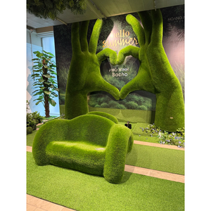 Sculpture d'animal verte en herbe artificielle pour la décoration de centres commerciaux et de lieux photo - Product Image 2