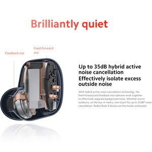 Auriculares inalámbricos Xiao <span class=keywords><strong>mi</strong></span> <span class=keywords><strong>Red</strong></span> <span class=keywords><strong>mi</strong></span> <span class=keywords><strong>Buds</strong></span> <span class=keywords><strong>4</strong></span>, auriculares internos híbridos con cancelación activa de ruido para teléfono y ordenador - Product Image 4