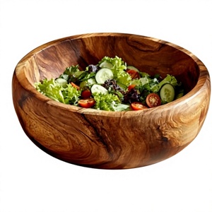 Natural Wooden Salad Bowl Natural Wood Minimalist Design For Home Kitchen Serving <b>Fresh</b> <b>Vegetables</b> Decorative Wooden Bowls - Product Image 6