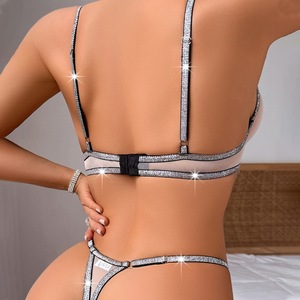 Ensemble deux pièces de lingerie en maille orné de strass étoiles brillantes et de pompons, style européen et américain, avec garniture étincelante - Product Image 6