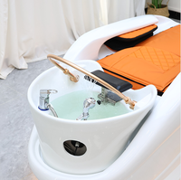 Lit de lavage de cheveux électrique pour salon de coiffure avec circulation d'eau, design moderne, bassin en céramique durable, grande taille, lit de massage pour le lavage des cheveux