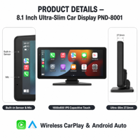 Autoradio portable ultra-fin 8,1 pouces IPS avec CarPlay sans fil, Android Auto, système d'exploitation Linux, Bluetooth 4.2, émetteur FM, 1 pièce MOQ OEM