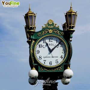 Escultura de Reloj de Torre de Acero Inoxidable Negro Grande Clásico Personalizado - Product Image 3