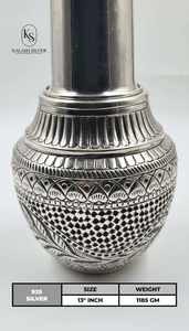 Pure Silver <b>Water</b> <b>Bottle</b> with Glass Traditional Floral Engraved Handcrafted Silver Drinkware for Daily Use and Gifting - Product Image 3