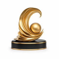 Trophée en métal personnalisé, trophée d'or, design abstrait moderne, sculpture pour cérémonie d'entreprise, compétition sportive