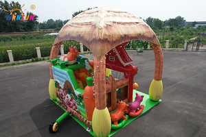 WINSUN Château gonflable ferme avec toit en chaume, poteaux en forme de maïs et toboggan grange pour enfants, idéal pour fêtes en extérieur et location commerciale - Product Image 4