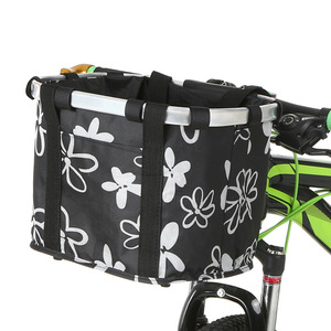 Cesta para bicicleta con marco de aluminio, tela Oxford, soporte para manillar de liberación rápida, bolsa de almacenamiento plegable para bicicleta de gran capacidad, color negro - Product Image 4