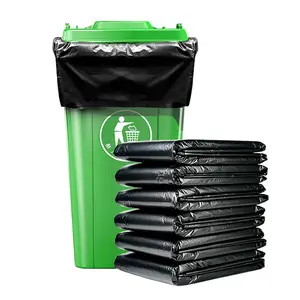 一次性大容量黑色塑料垃圾袋，用于学校商场或物业