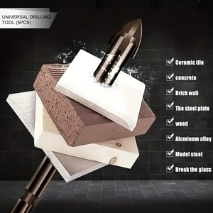 Outil de perçage universel de qualité supérieure, ensemble de 5 pièces pour maçonnerie, béton, brique, bois, métal, verre - Product Image 1