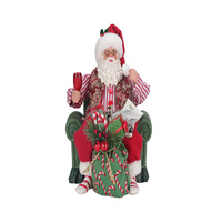 Père Noël assis de luxe de 8,5 à 9,5 pouces, décoration festive rouge avec cadeaux, écologique et durable