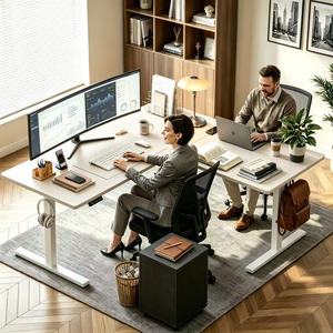 <span class=keywords><strong>Bureau</strong></span> d'angle électrique en L à 3 pieds avec double moteur, réglable en hauteur, écologique, pour <span class=keywords><strong>bureau</strong></span> moderne et studio - Product Image 3