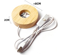 Base lumineuse LED en cristal moderne miniature personnalisée OEM/ODM pour poteaux en bois ronds, blanc chaud, alimentée par USB 5V, éclairage intérieur pour la maison et l'hôtel