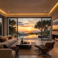 Porte coulissante en aluminium à cadre fin de luxe avec vue panoramique en verre et profil renforcé de 2,0 mm pour maison moderne
