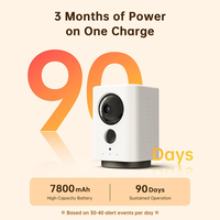 Kamera Dalam Ruangan Nirkabel dengan Baterai 7800mAh 360 °   Kamera Rumah Portabel Pan/Tilt dengan Penglihatan Malam untuk Kamar/Rumah Sewa/Perjalanan/Berkemah