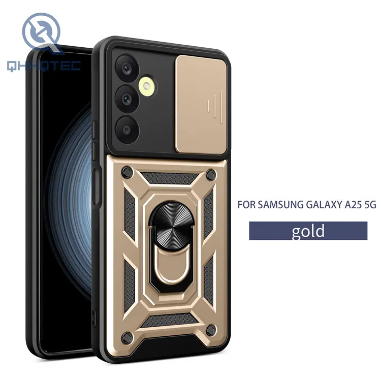 2024 Slide Window Push Full Camera Lens Protection Ring Case Armor Shockproof Phone Case For Samsung A25 5G