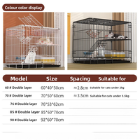 Petite cage d'intérieur pour chat, villa en fer pour animaux de compagnie, motif solide, plateau en plastique, palette multi-niveaux, maison pour chat écologique, fermeture à bouton, carrée