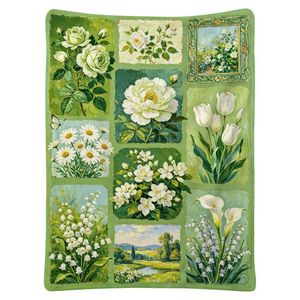 Couverture en flanelle à motifs floraux, couverture de sieste, douce pour la peau, réversible, pour chambre à coucher, salon, impression personnalisée - Product Image 5