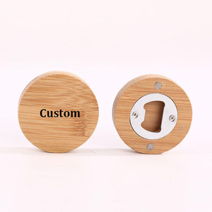 Eco-Friendly Bamboo Wood Beer Bottle Opener with <strong>Custom</strong> Logo Portable Round <strong>Fridge</strong> <strong>Magnet</strong> for Weddings and Promotions - Product Image 2