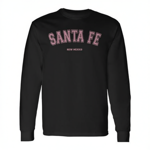 T-shirt a maniche lunghe Santa Fe New Mexico stile college rosa - Product Image 2