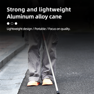 <span class=keywords><strong>Canne</strong></span> <span class=keywords><strong>blanche</strong></span> pour aveugles, <span class=keywords><strong>canne</strong></span> de mobilité pliable en alliage d'aluminium de 125 cm avec bandes réfléchissantes et poignée antidérapante pour malvoyants - Product Image 6