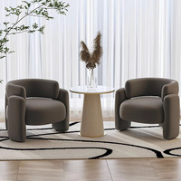 Ensemble de mobilier de salon d'hôtel BLD : Canapé en tissu, fauteuil et table basse style crème, canapé simple décontracté et table basse