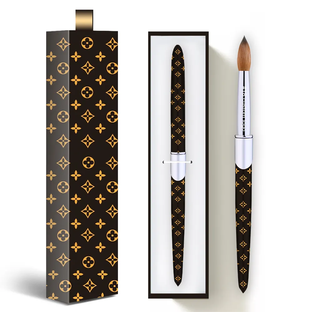 Новейшие Модные кисти для ногтей оптом металлическая ручка обжимные круглые кисти номер 8 10 12 14 16 18 акриловая кисть Kolinsky высокое качество