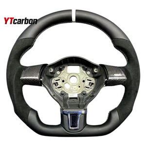 YTcarbon pour <span class=keywords><strong>Caddy</strong></span> Box <span class=keywords><strong>Van</strong></span> pièces automobiles accessoires intérieurs de voiture volant à fond plat en cuir personnalisé - Product Image 1
