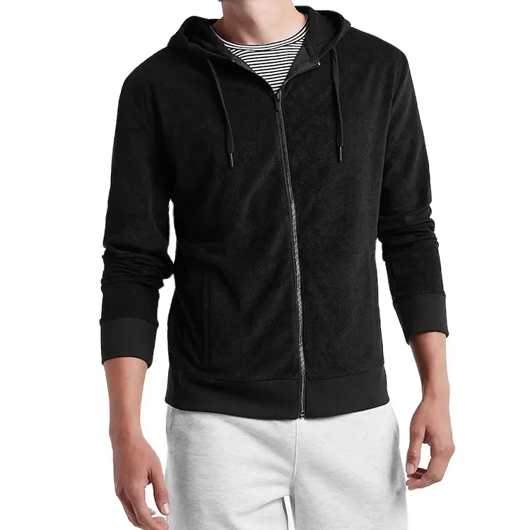 Autumn Men's Hoodie and Sweatshirt Cotton Polyester Custom Logo Oversized Streetwear Black Full Zip Men's Hoodie