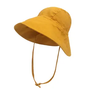 HZM-10028 New Solid Color Beautiful Cute Baby Fisherman Hat Baby Boy Girl Cotton Bucket Hat Summer Hat For Babies