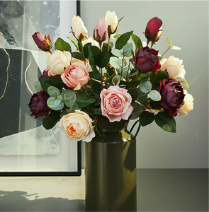 造花装飾ヴィンテージ秋のバラリビングルームテーブル装飾フラワーアレンジメント北欧ヴィンテージ写真撮影小道具 - Product Image 4