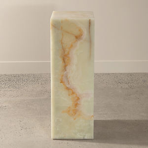 Soporte de exhibición de mesa lateral, pedestal de piedra natural de ónix, con borde de mármol - Product Image 3