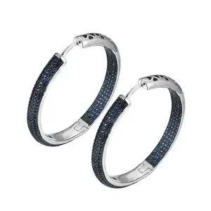 Sapphire Emerald Amethyst Custom Women Jewelry CZ Sterling Silver Large Hoop Earrings