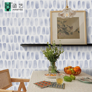 Carta da parati adesiva personalizzata semplice resistente all'acqua in vinile blu Pvc decorativo per la casa e carta da parati Stick - Product Image 6