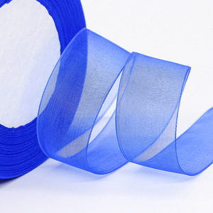 Pita Organza 2.5CM 50yard dekorasi cendera mata pernikahan kotak hadiah kemasan kotak kue pita dekorasi Natal - Product Image 3