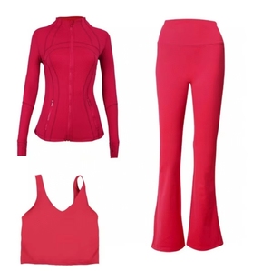 Custom 3-Piece Women's Sports <b>Yoga</b> Set Solid Casual Bra Zipper <b>Jacket</b> & Leggings Plus Size Gym Fitness Clothing for <b>Yoga</b> - Product Image 3