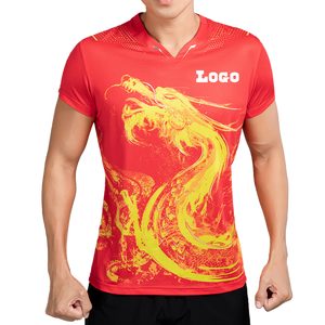 Lidong personalizado Dtg impresión dragón chino estilo deportes V cuello camisetas Ping-Pong <span class=keywords><strong>Ball</strong></span> equipo desgaste Malla tela humedad absorbe - Product Image 1