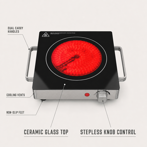EASTAR 1300W Portable Infrared Ceramic Cooktop Single Burner Electric Hot Plate No Radiation Knob Control Universal Cookware - Product Image 4
