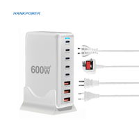 Chargeur USB C 600W Station de charge 8 ports PD 140W 100W Type C Station de charge rapide GaN Hub Station de charge multiple pour ordinateur portable