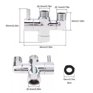 Adaptateur de vanne inverseur en laiton 3 voies G1/2 pouce pour pomme de douche, vanne de distribution d'eau 3 voies, pièces de salle de bain domestiques - Product Image 2